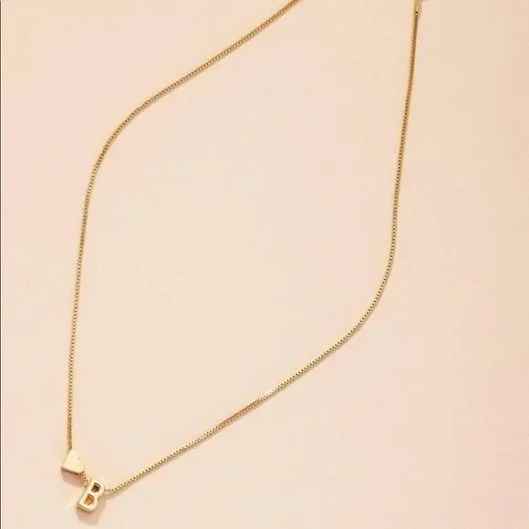 Gold chain necklace initial letter B gold heart charm - Picture 2 of 2